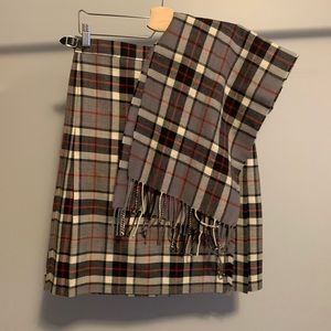 Tartan skirt and matching scarf - 100% wool!